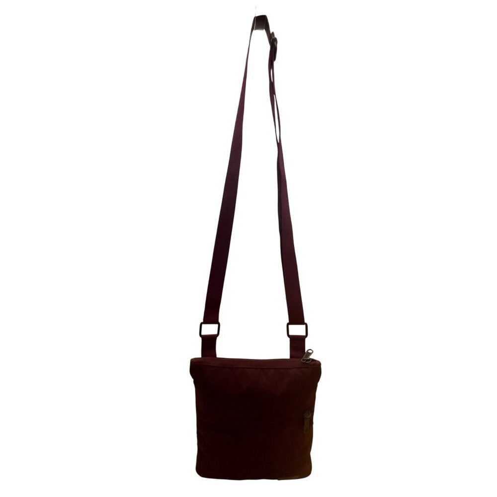Eddie Bauer Womens Purple Nylon Adjustable Strap Zippered Pockets Crossbody Bag